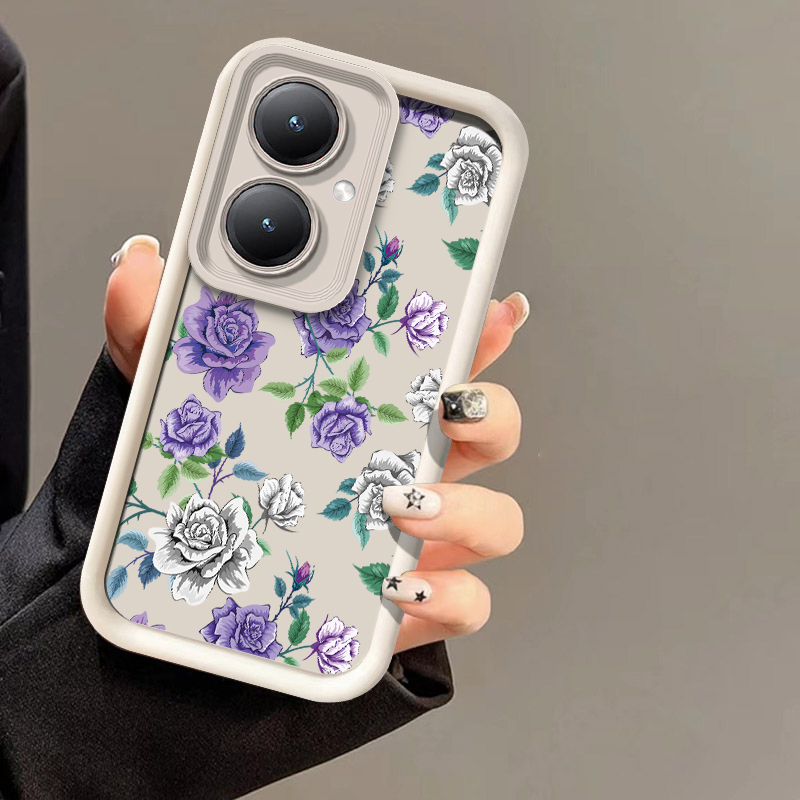 Vivo Y28 - حافظة هاتف مزينة برسومات الزهور لهواتف